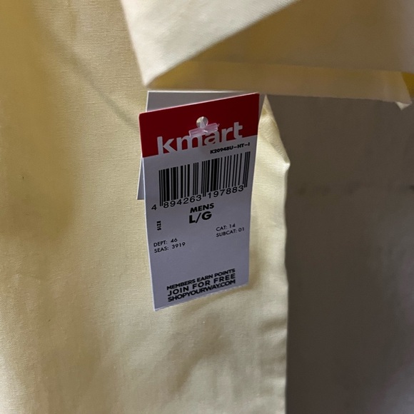 Basic Editions Men's Light Yellow Button Down Shirt. Size Large - Picture 3 of 5